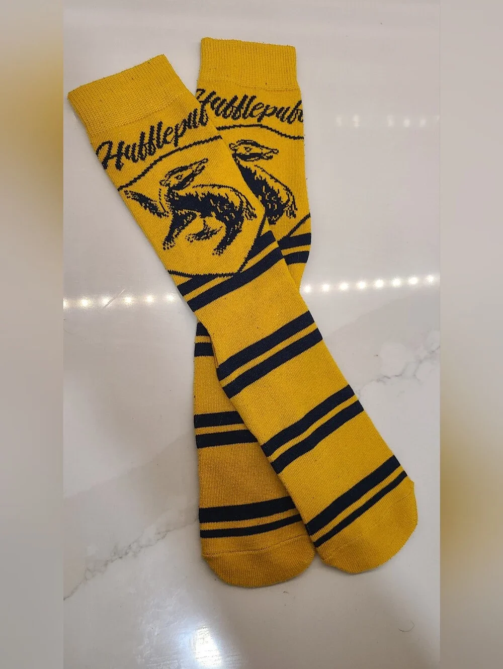 Hufflepuff Crest Yellow & Black Crew Socks